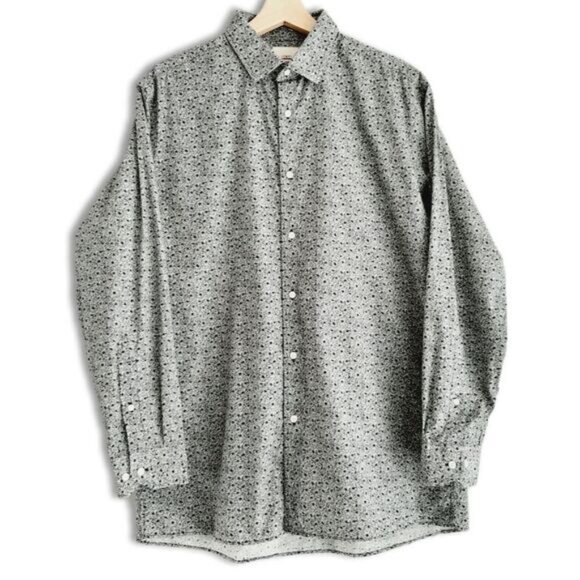 BEN SHERMAN Floral 100% Cotton Button Down Casual Shirt B&W Men's Sz L - Picture 2 of 12